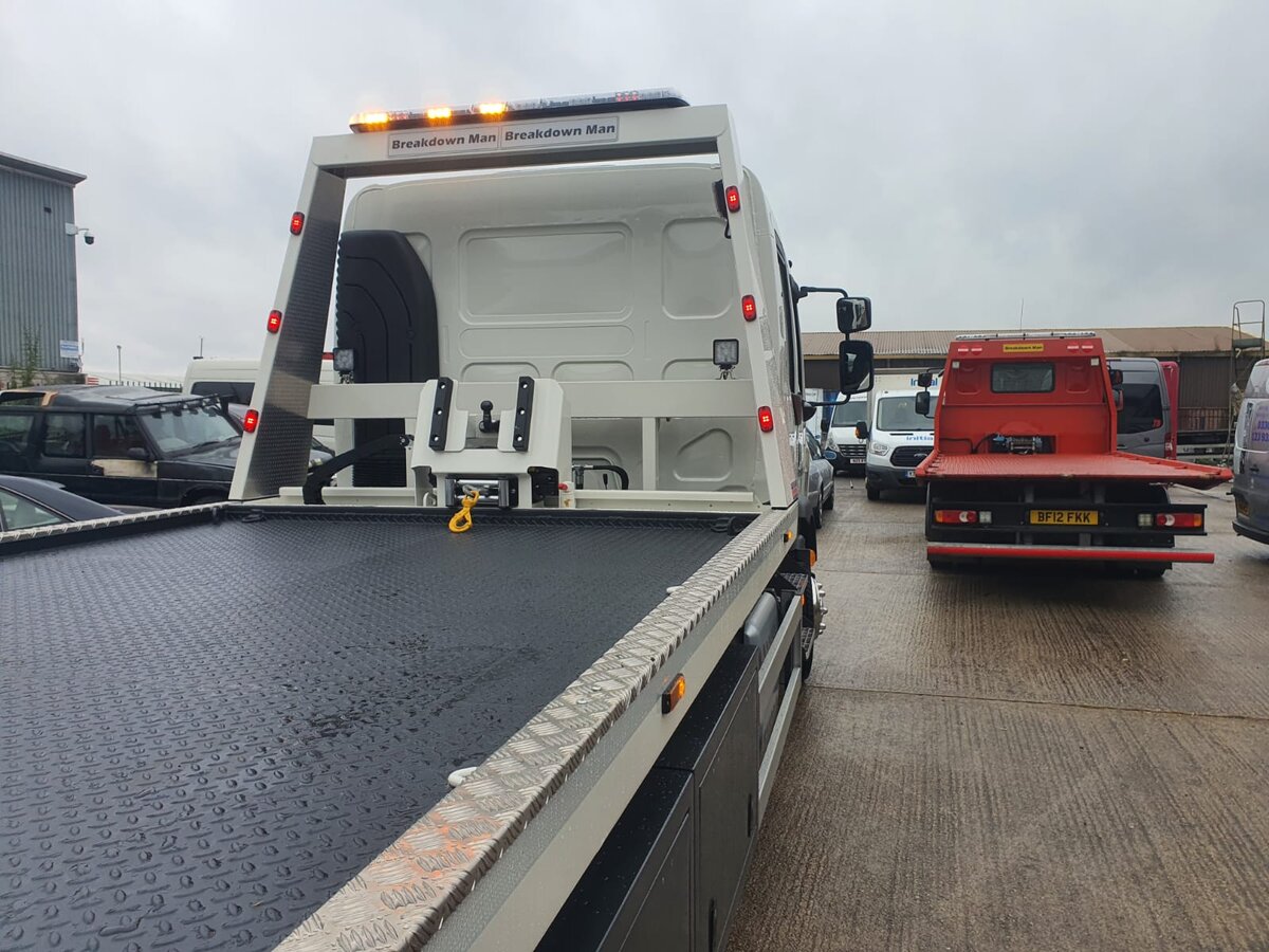 Breakdown Man recovery truck at the Wigan depot ready for a vehicle recovery callout.